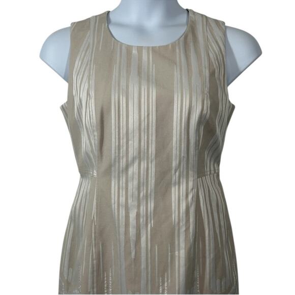 Calvin Klein Sheath Midi Dress Beige White Ombre Shadow Pattern Size 10 - Picture 4 of 13